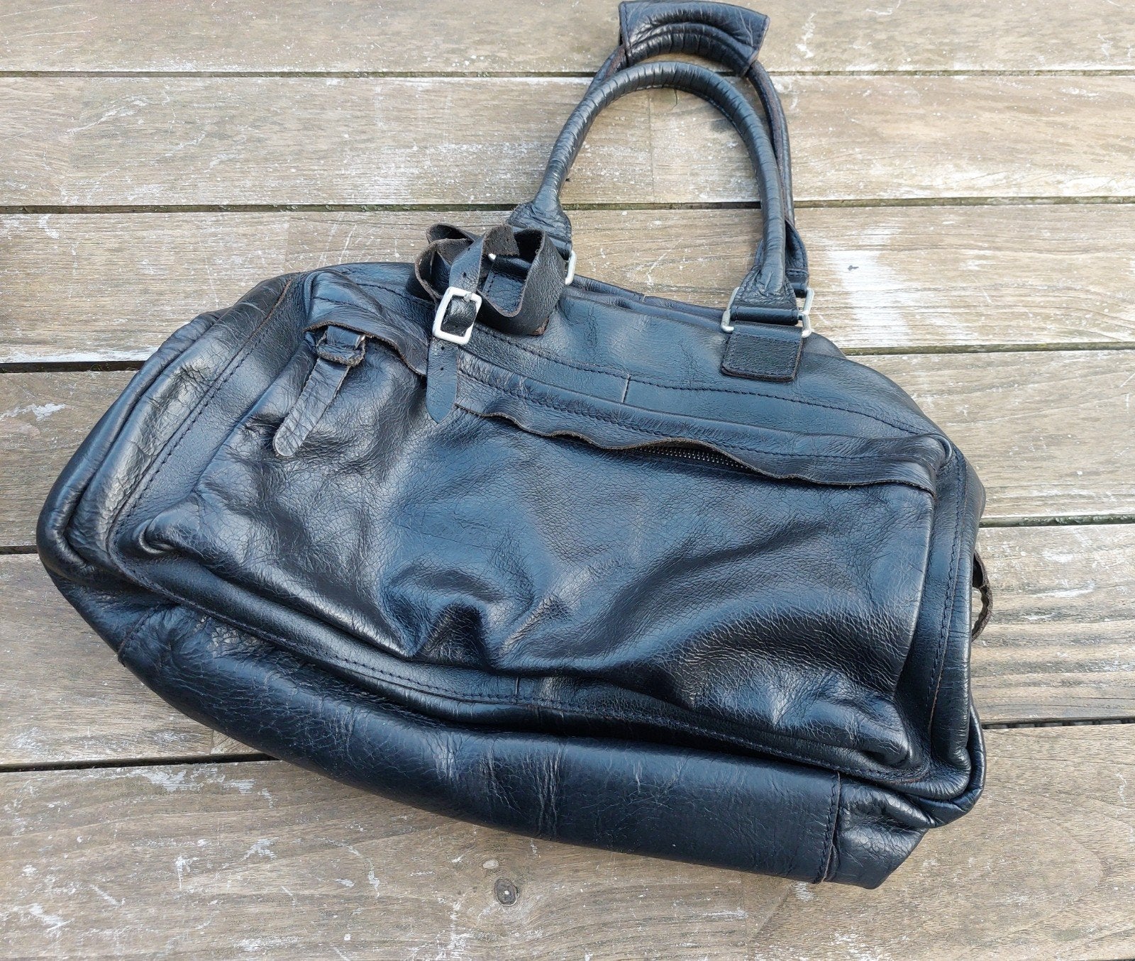 Lederen dameshandtas, merk Sacha, 40 tot 60 cm, 30 cm of meer, Zwart, Minder dan 35 cm