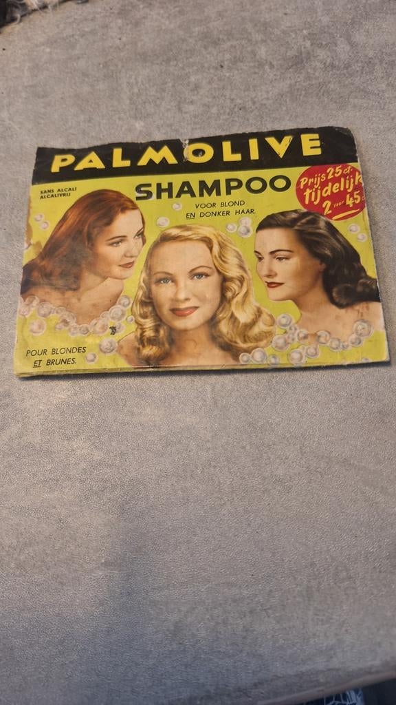 Vintage Palmolive Shampoo Reclamekaart - Zeldzaam, Verzamelen, Ophalen of Verzenden, Gebruikt, Reclamebord