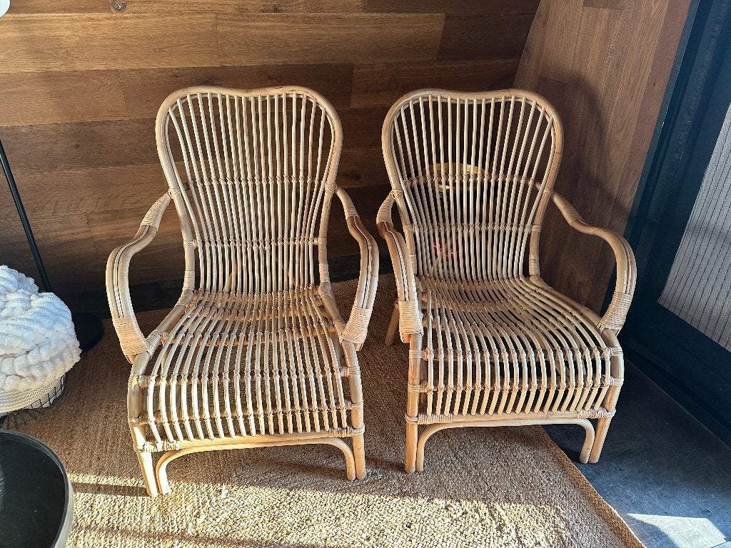 2 prachtige rotan fauteuils – naturel, Ophalen, Minder dan 75 cm, Riet of Rotan, Zo goed als nieuw