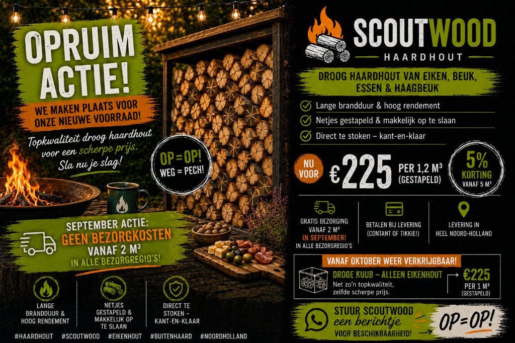 Droog Haardhout €225 – Gratis Bezorging in September, Tuin en Terras, Haardhout, 6 m³ of meer, Ophalen of Verzenden, Overige houtsoorten