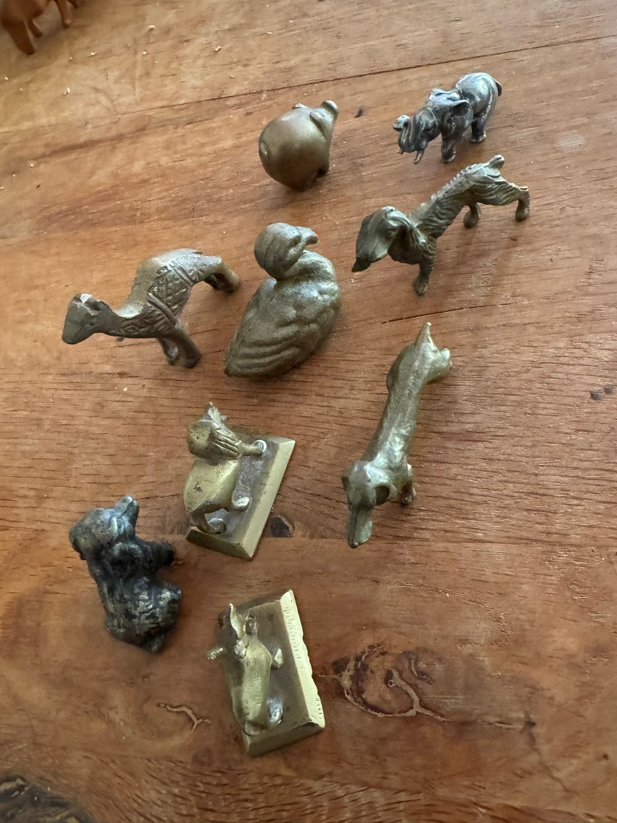 Verzameling bronzen en messing dierenbeeldjes, Antiek en Kunst, Ophalen of Verzenden, Brons