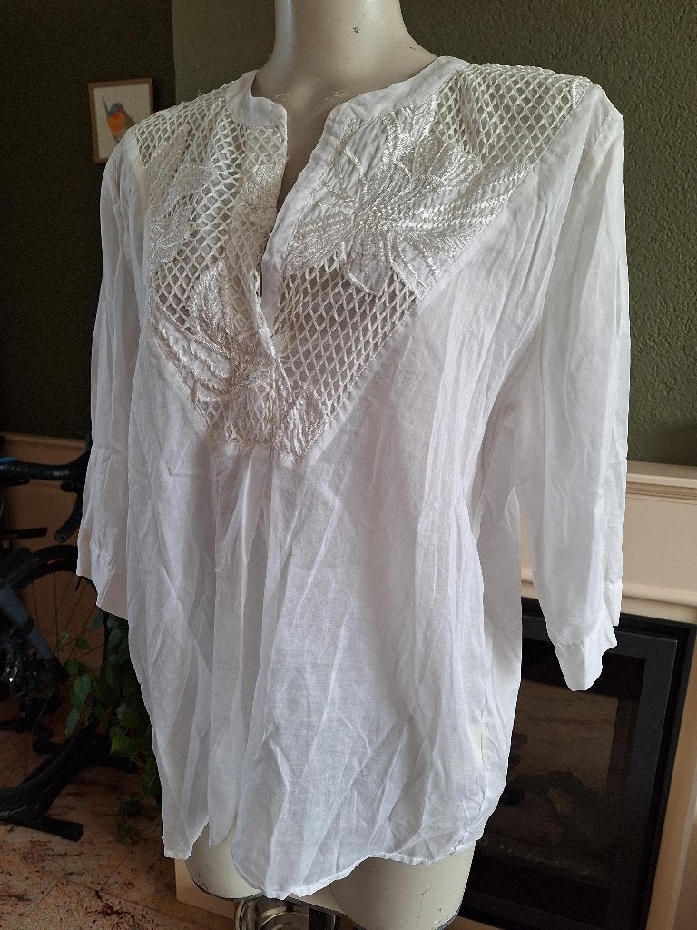 Nana Nucci prachtige witte boho top 2 M 38, Maat 38/40 (M), Verzenden, Wit, Zo goed als nieuw