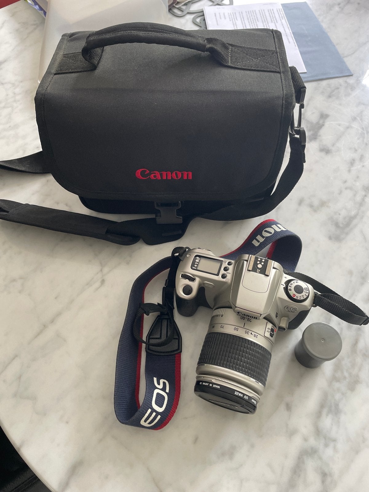 Canon EOS Spiegelreflexcamera met lens en tas, Audio, Tv en Foto, Fotocamera's Analoog, Ophalen, Gebruikt, Spiegelreflex, Canon