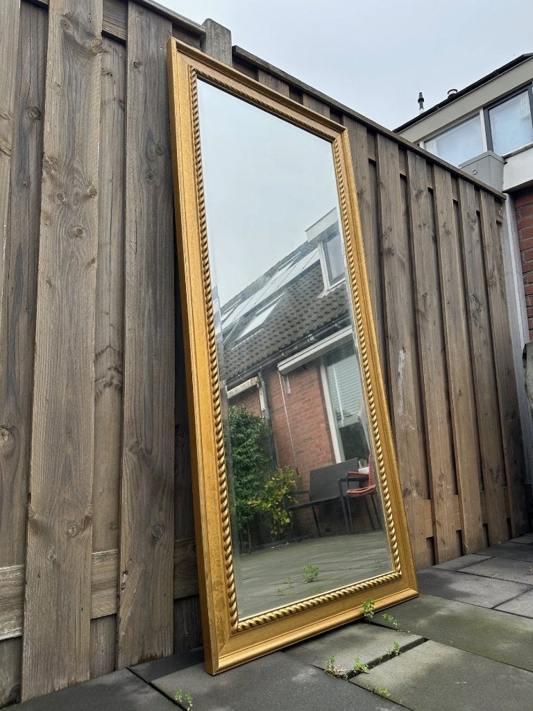 Prachtige gouden barok spiegel (facet geslepen), Ophalen, Zo goed als nieuw, 150 tot 200 cm, Rechthoekig