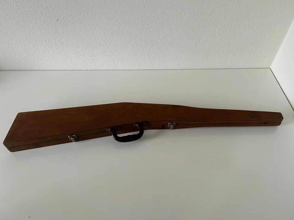 Vintage houten geweerkoffer - 107 cm lang, Ophalen of Verzenden, Gebruikt