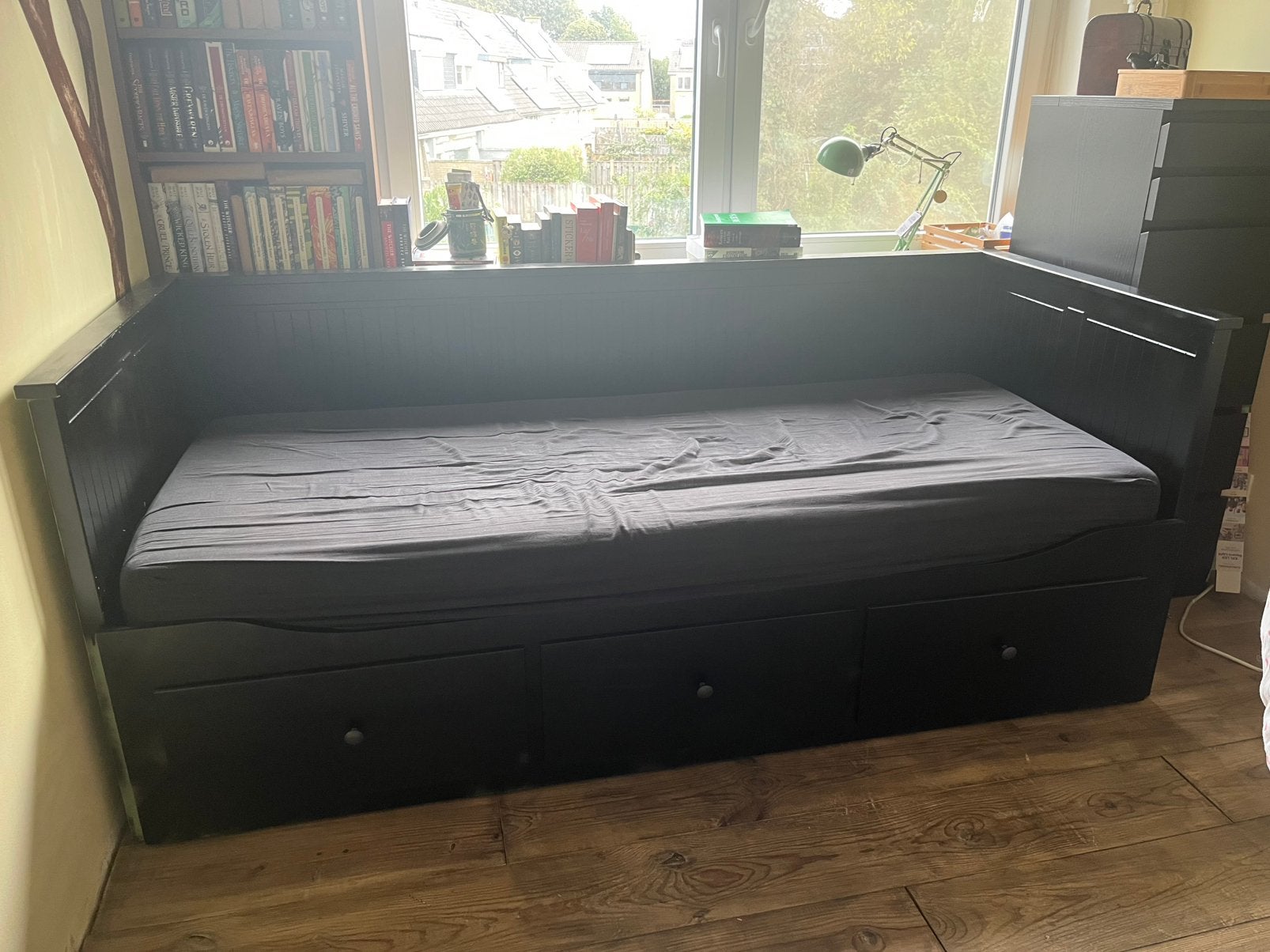 Ikea bed Hemnes, Huis en Inrichting, Ophalen, Eenpersoons, Zwart, 80 cm