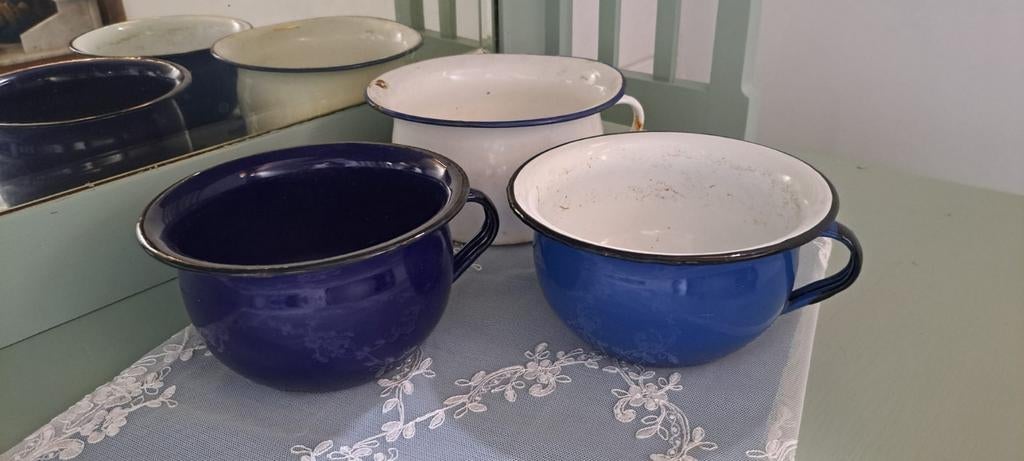 Vintage emaille po's / piespotten, Ophalen of Verzenden