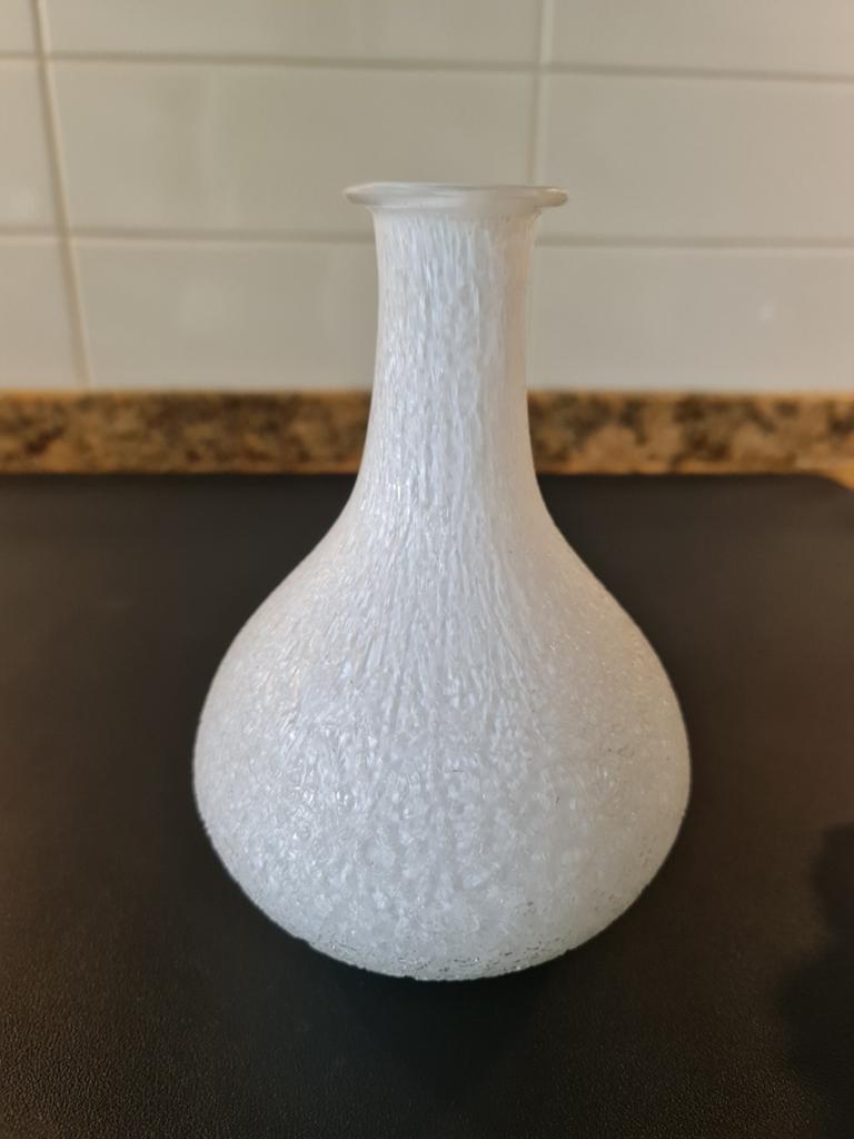 Decoratieve Witte Glazen Vaas met Structuur, Ophalen of Verzenden