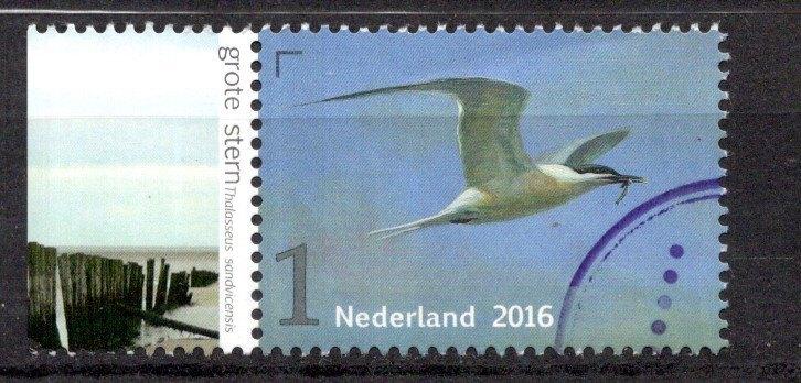 gestempelde zegel. Jaar 2016:  vogel met tab, Ophalen of Verzenden, Na 1940, Gestempeld