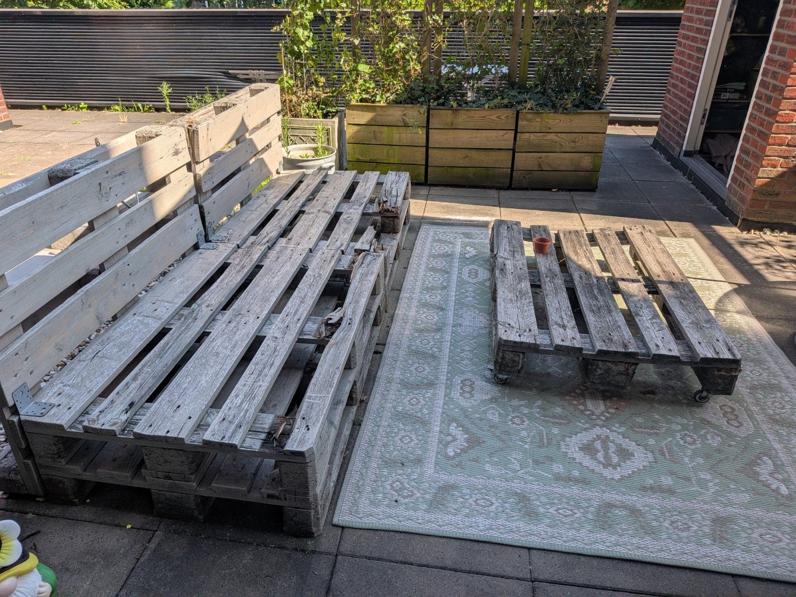 Loungeset van pallets (gebeitst), Ophalen, Gebruikt, Hout