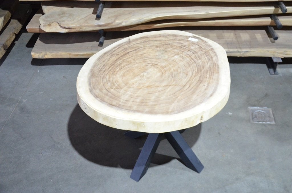 Ronde Suar boomstamtafel- 100- 120 cm-BT171, Overige houtsoorten, Rond, Nieuw, Ophalen of Verzenden