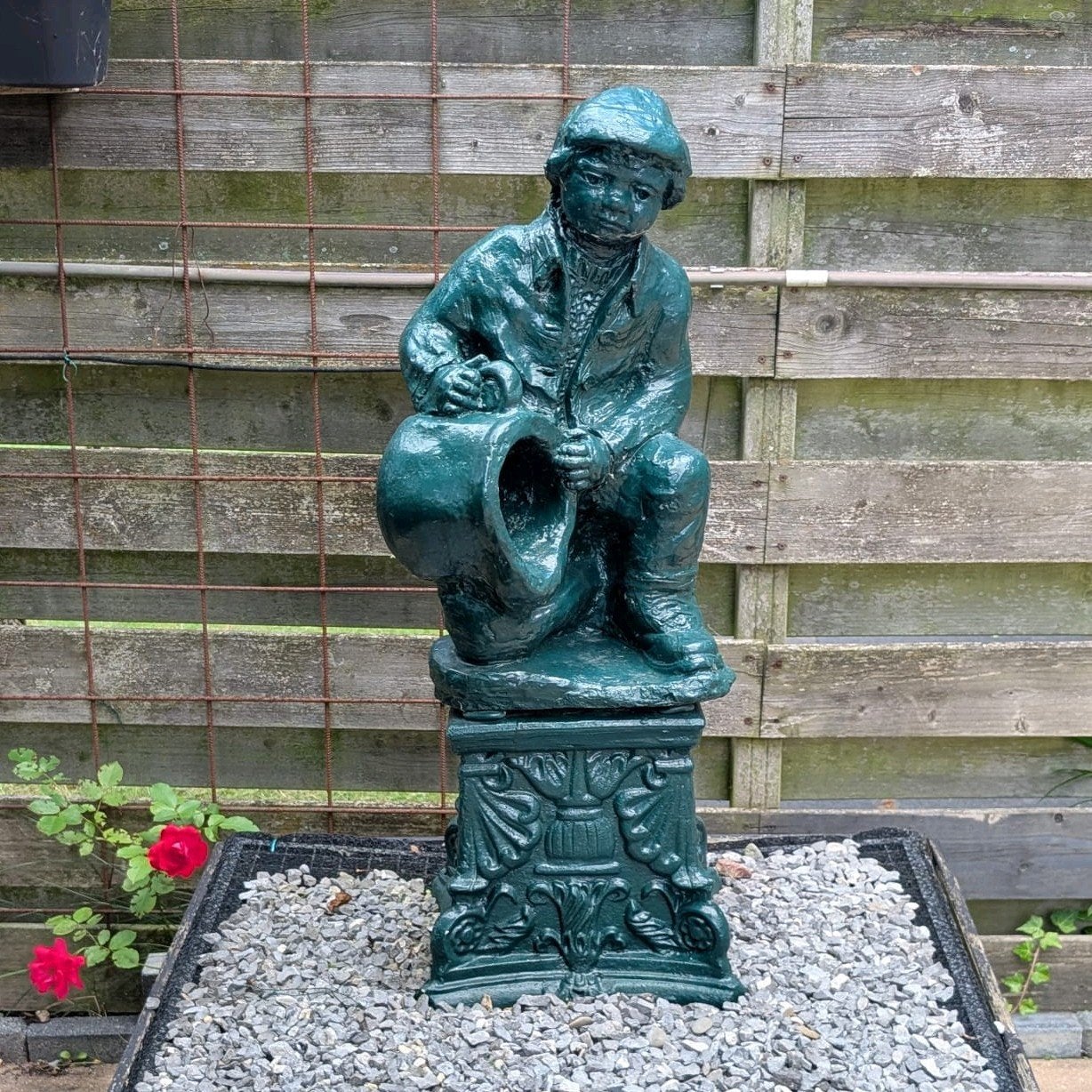 Fontein beeld jongeman, Tuin en Terras, Ophalen, Gebruikt, Mensenbeeld