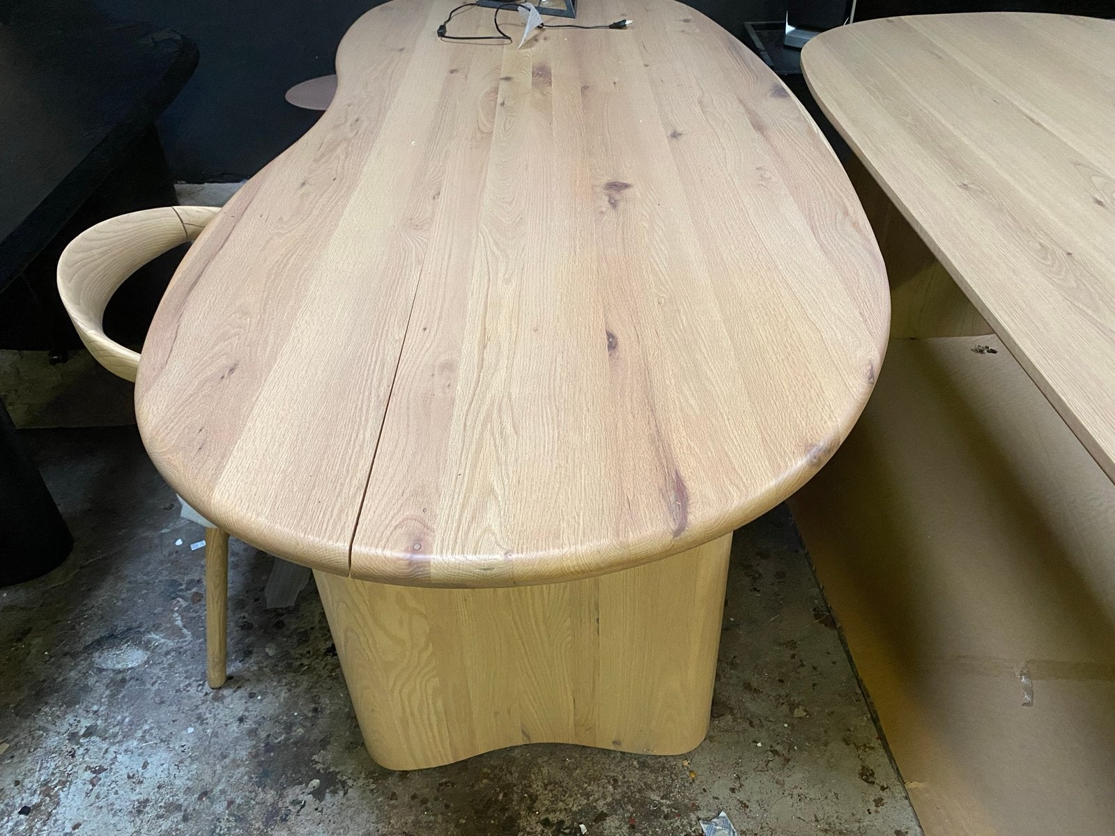 Tafel 250x110 Josh organische vorm massief blank eiken, Ophalen, 100 tot 150 cm, Eikenhout, Overige vormen