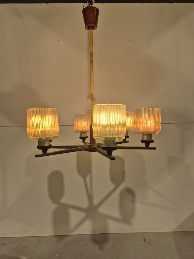 Mid century vintage kroonluchter van temde., Huis en Inrichting, Ophalen, Temde, Gebruikt, 50 tot 75 cm