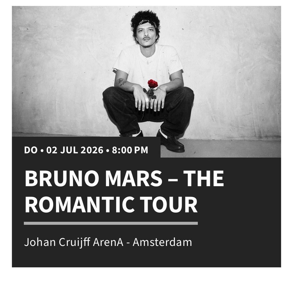 3 bruno mars tickets golden circle 2 juli, Tickets en Kaartjes, Drie personen of meer, Juli