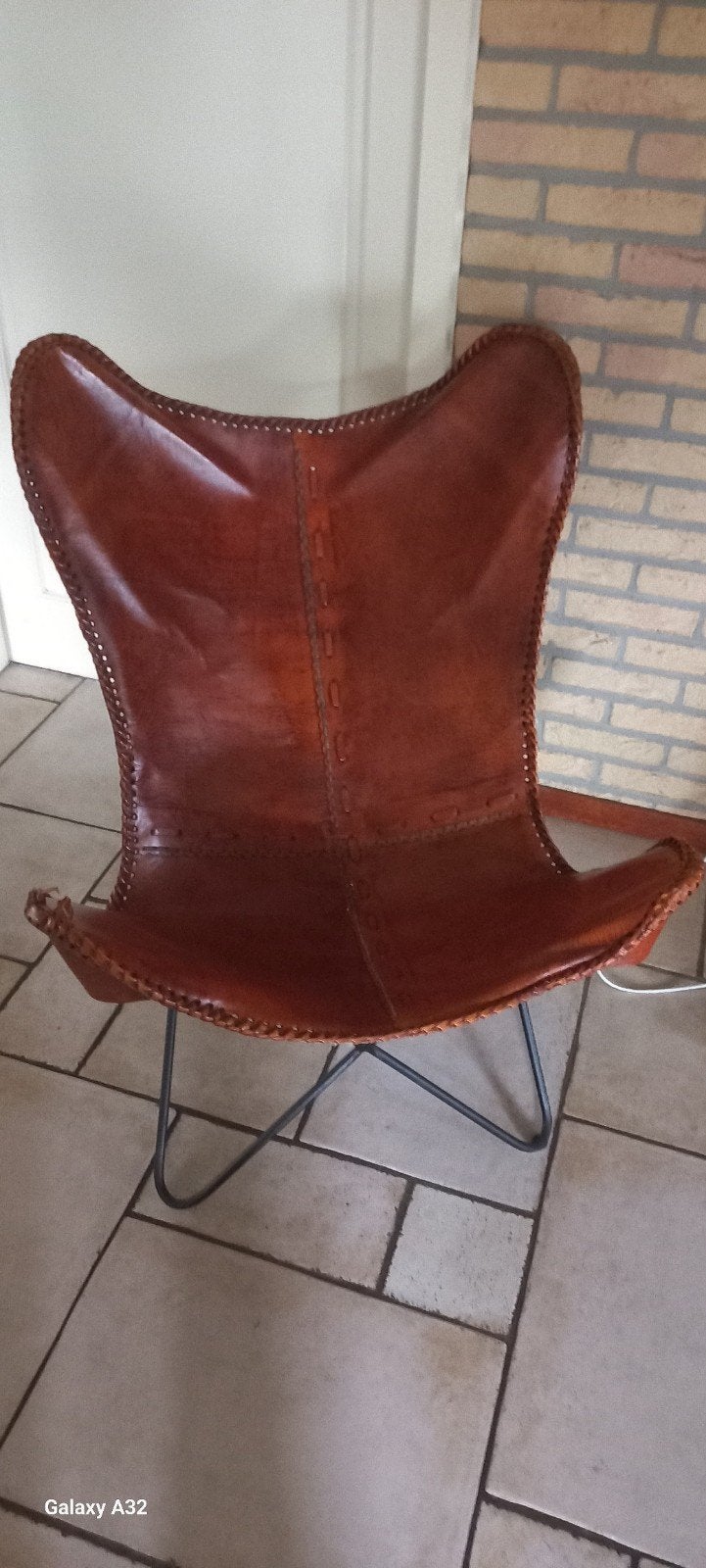 Leren Vlinderstoel - Bruin, Ophalen, Gebruikt, Eén, Leer