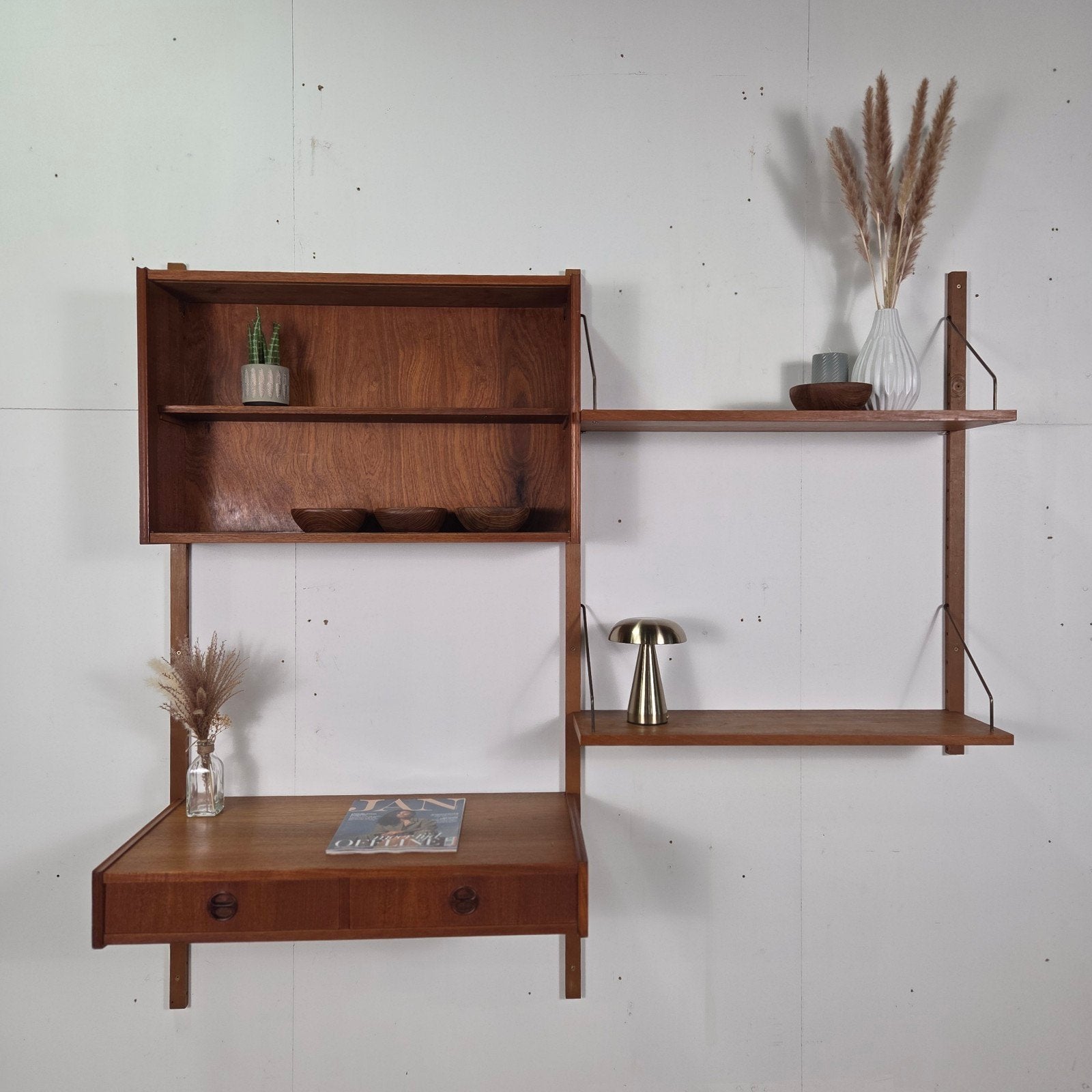 Vintage jaren 60 Deens teak modulair wandsysteem Mid Century, Ophalen, Gebruikt, Nvt, Nvt