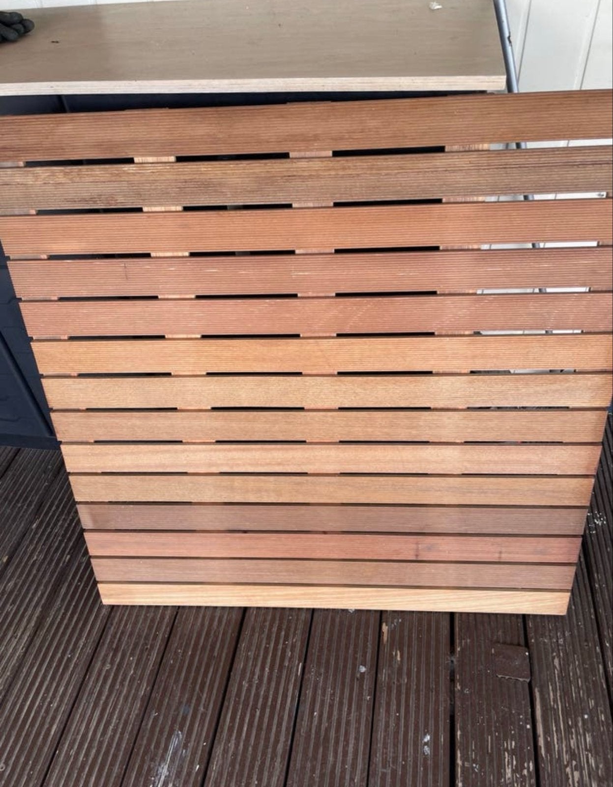 Ophalen in Erichem 6 Hardhouten terras tegels 100x100 nieuw, Ophalen, Nieuw, Hout