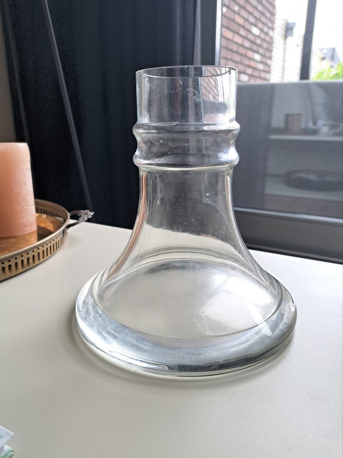 Vintage design vaas, zwaar helder glas, Ophalen of Verzenden