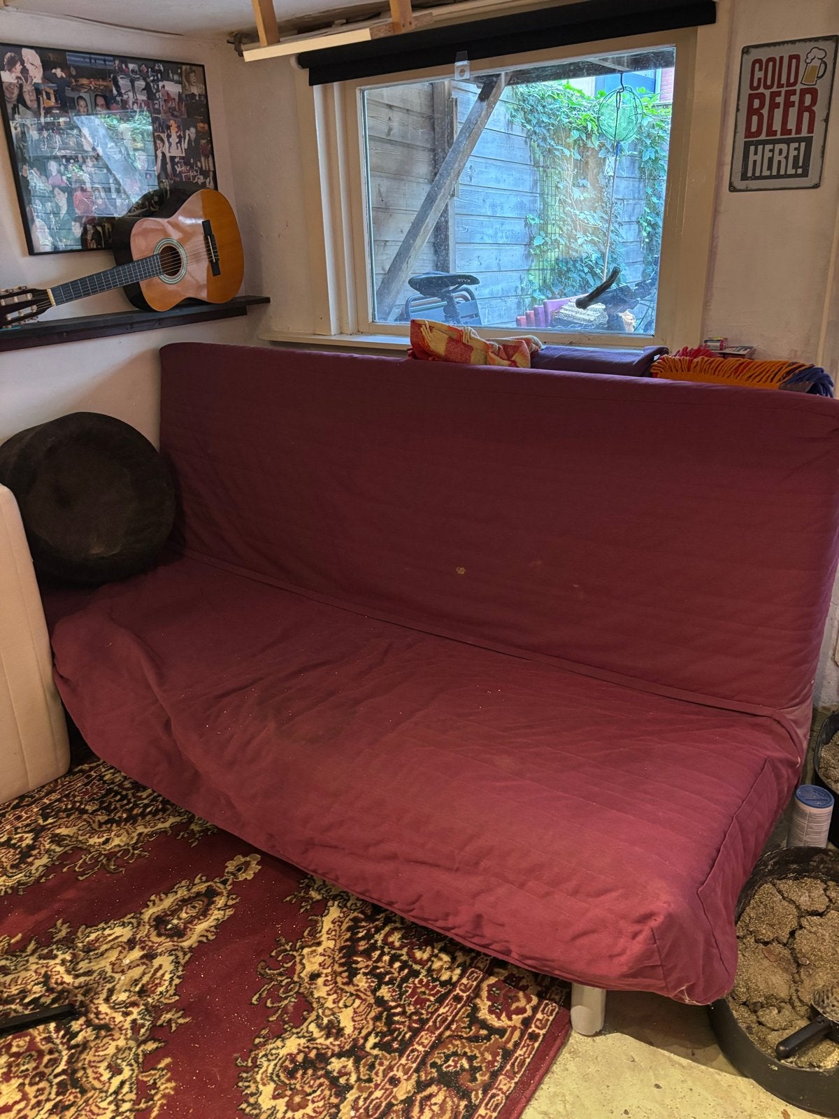 IKEA Beddinge slaapbank - donkerrood, Ophalen, Gebruikt, Tweepersoons, 140 cm