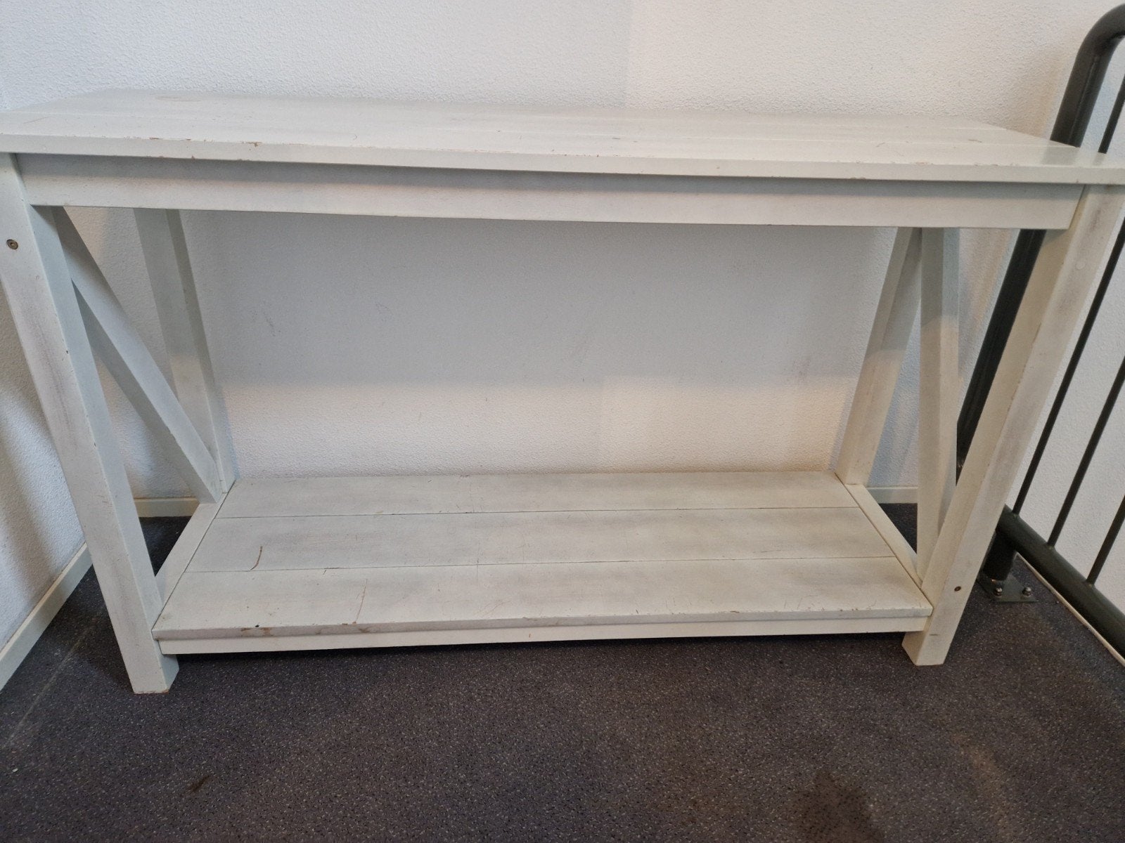 Witte console tafel / sidetable - opknapbeurt nodig, Ophalen, Gebruikt, 100 tot 150 cm, Landelijk