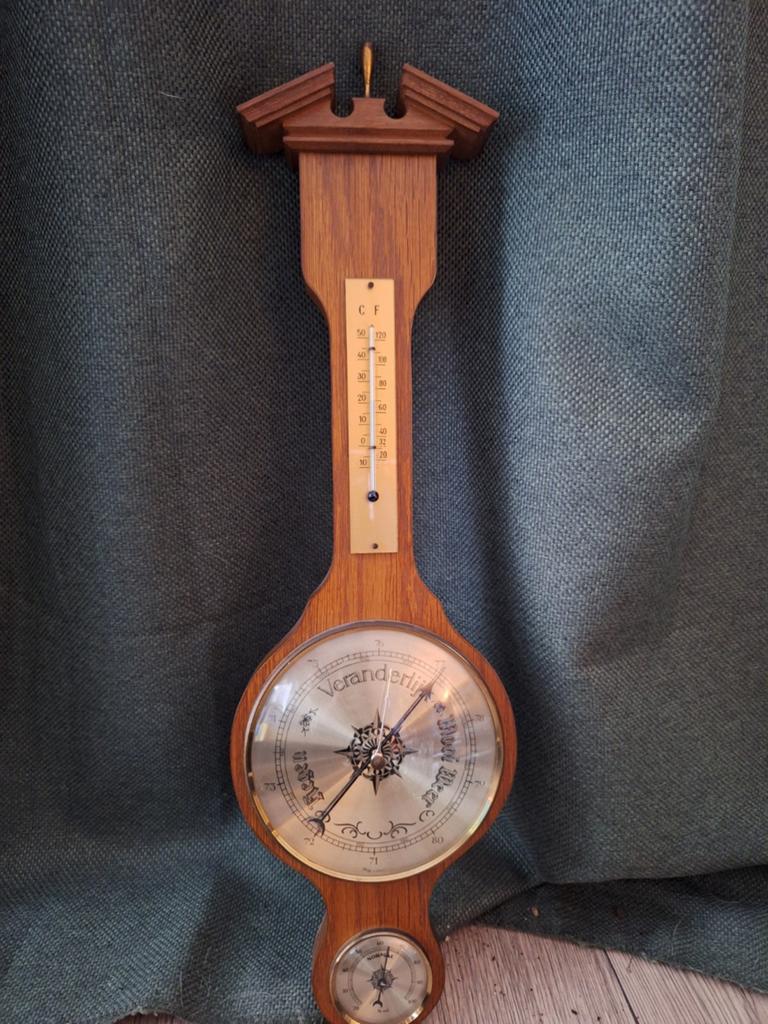 Vintage Barometer met Thermometer en Hygrometer, Ophalen, Zo goed als nieuw, Weerstation
