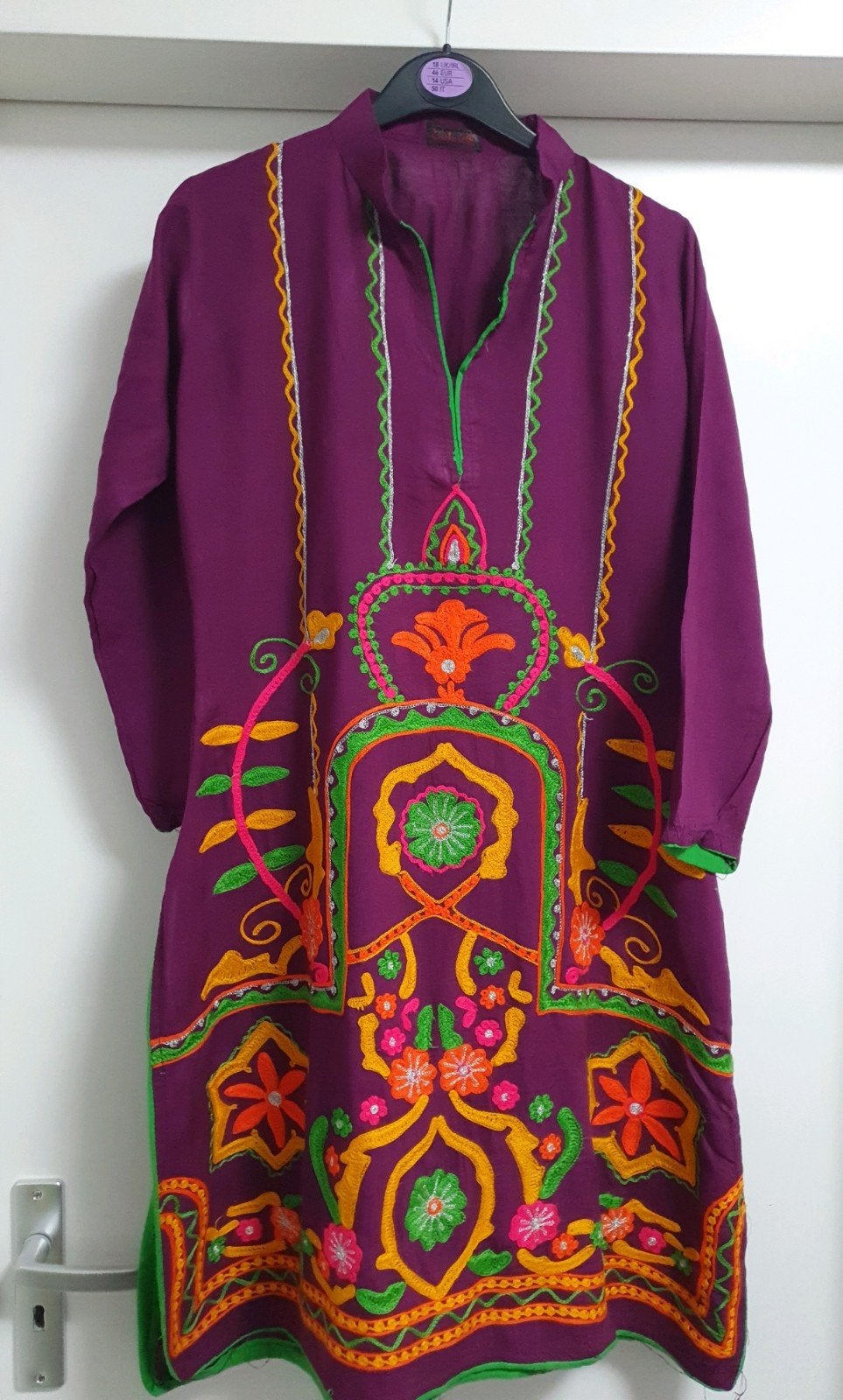 Paarse tuniek met kleurrijk borduurwerk, maat S, Kleding | Dames, Paars, Ophalen of Verzenden, Maat 36 (S), Onbekend