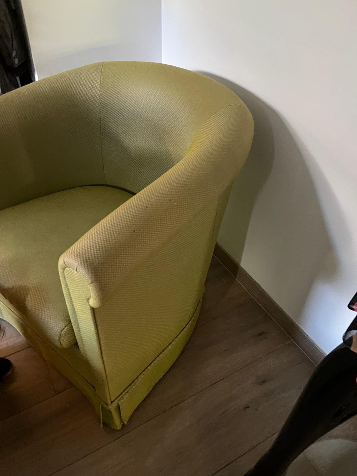 👌 Comfortabele fauteuils in olijfgroen geel, Gebruikt, Twee, Overige kleuren, Ophalen of Verzenden