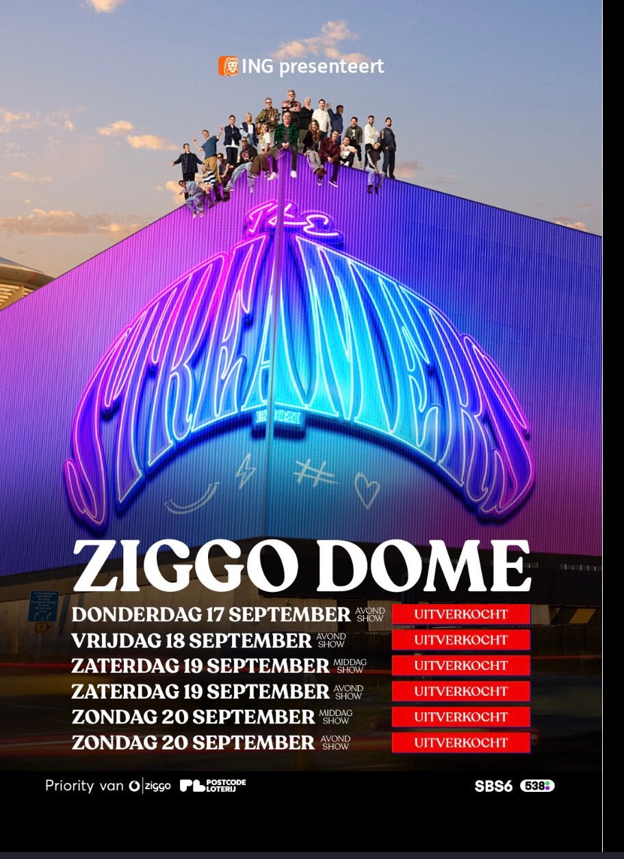 4x staanplaatsen TheStreamers zondag 20.09 (Middagshow), Tickets en Kaartjes, Evenementen en Festivals, Drie personen of meer