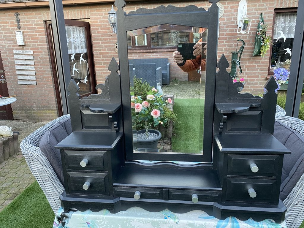 zwart sieradenkastje met spiegel, Ophalen, Zo goed als nieuw