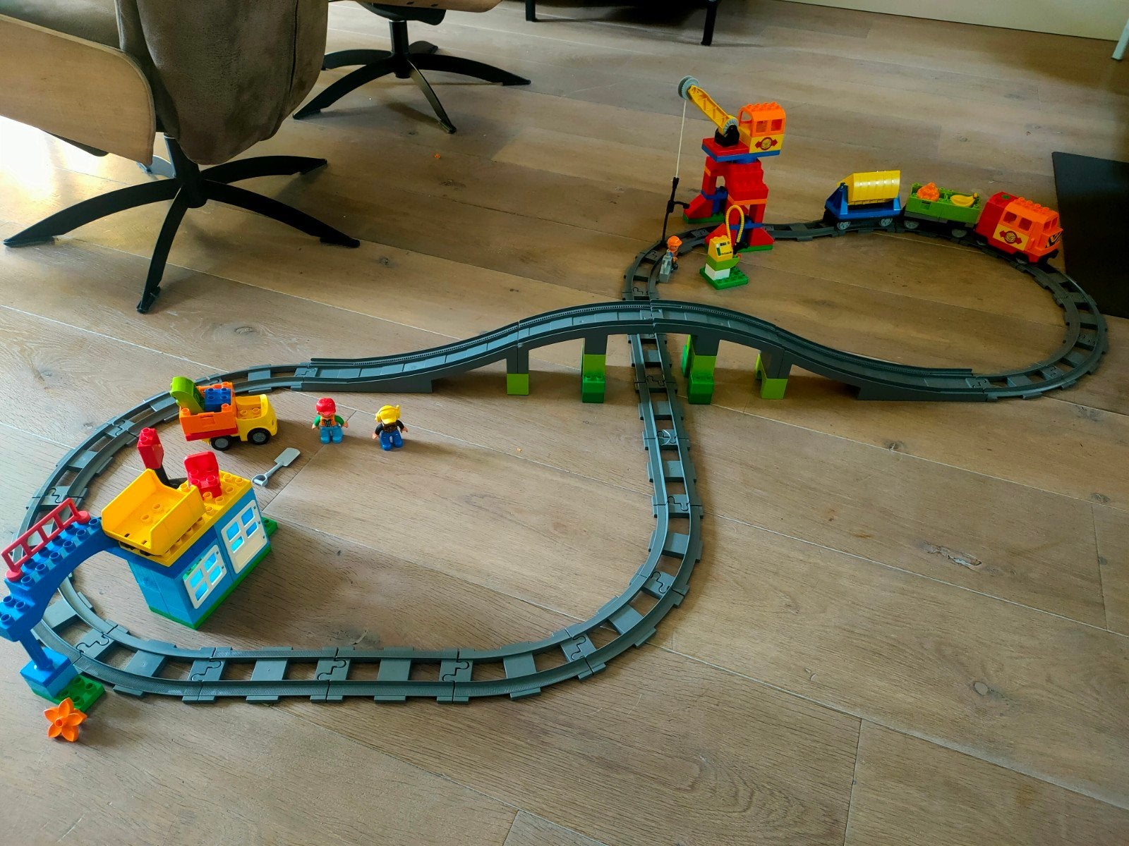 Lego Duplo Treinset 10508 met extra rails, wissels, overgang, Ophalen, Gebruikt, Duplo, Complete set