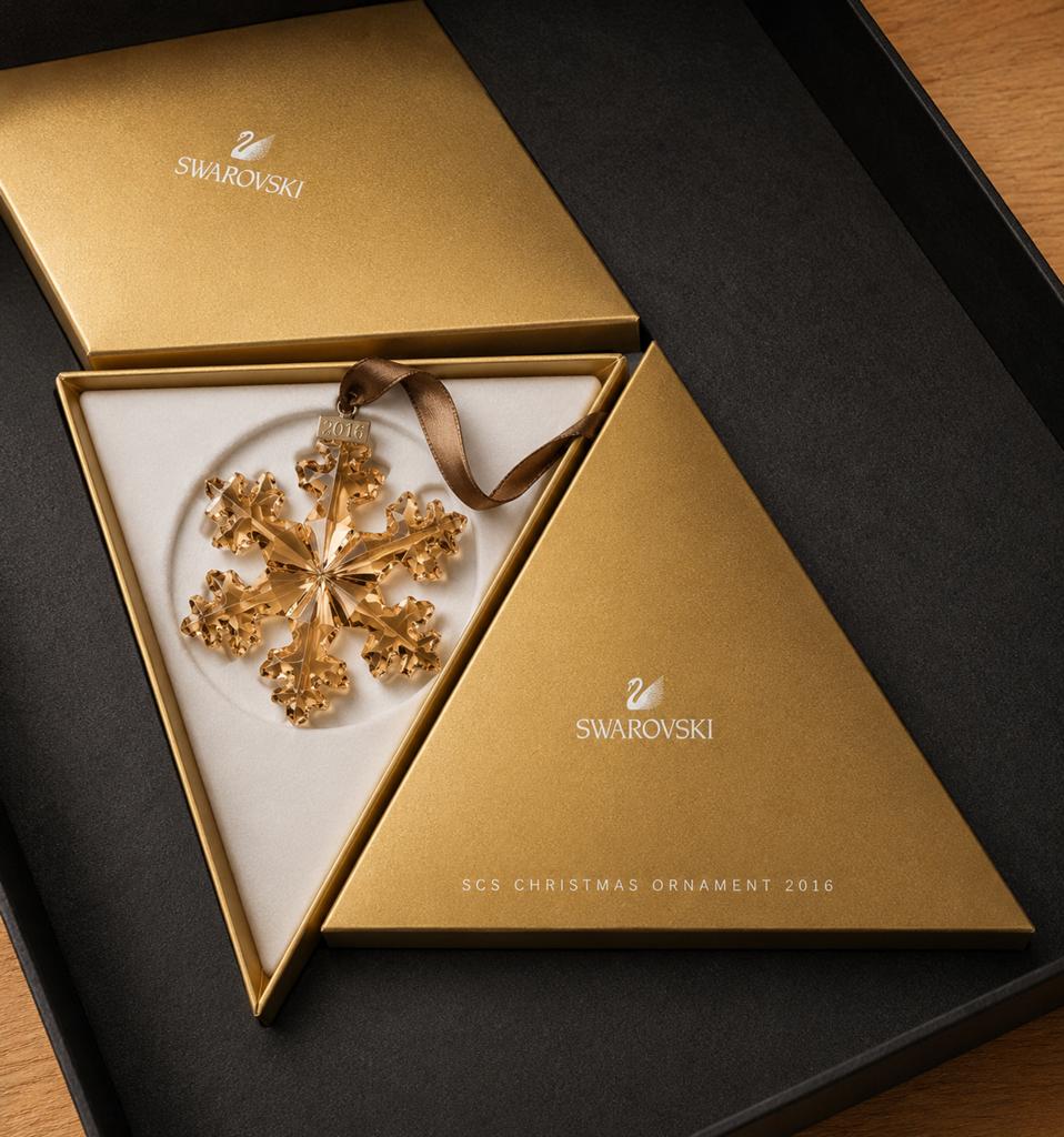 Swarovski SCS Kerst Ornament 2016 - Gouden Sneeuwvlok, Ophalen of Verzenden, Zo goed als nieuw, Huisaccessoire