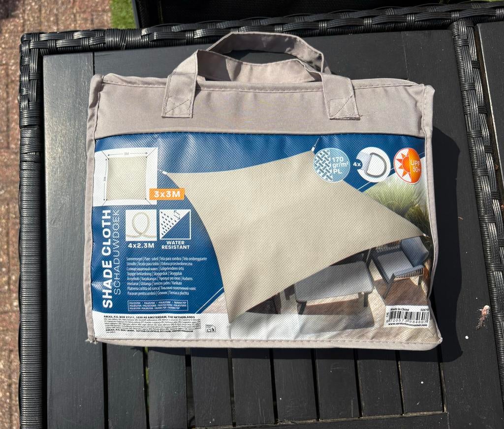 Schaduwdoek 3x3 meter vierkant - Nieuw in verpakking, Ophalen of Verzenden, Nieuw