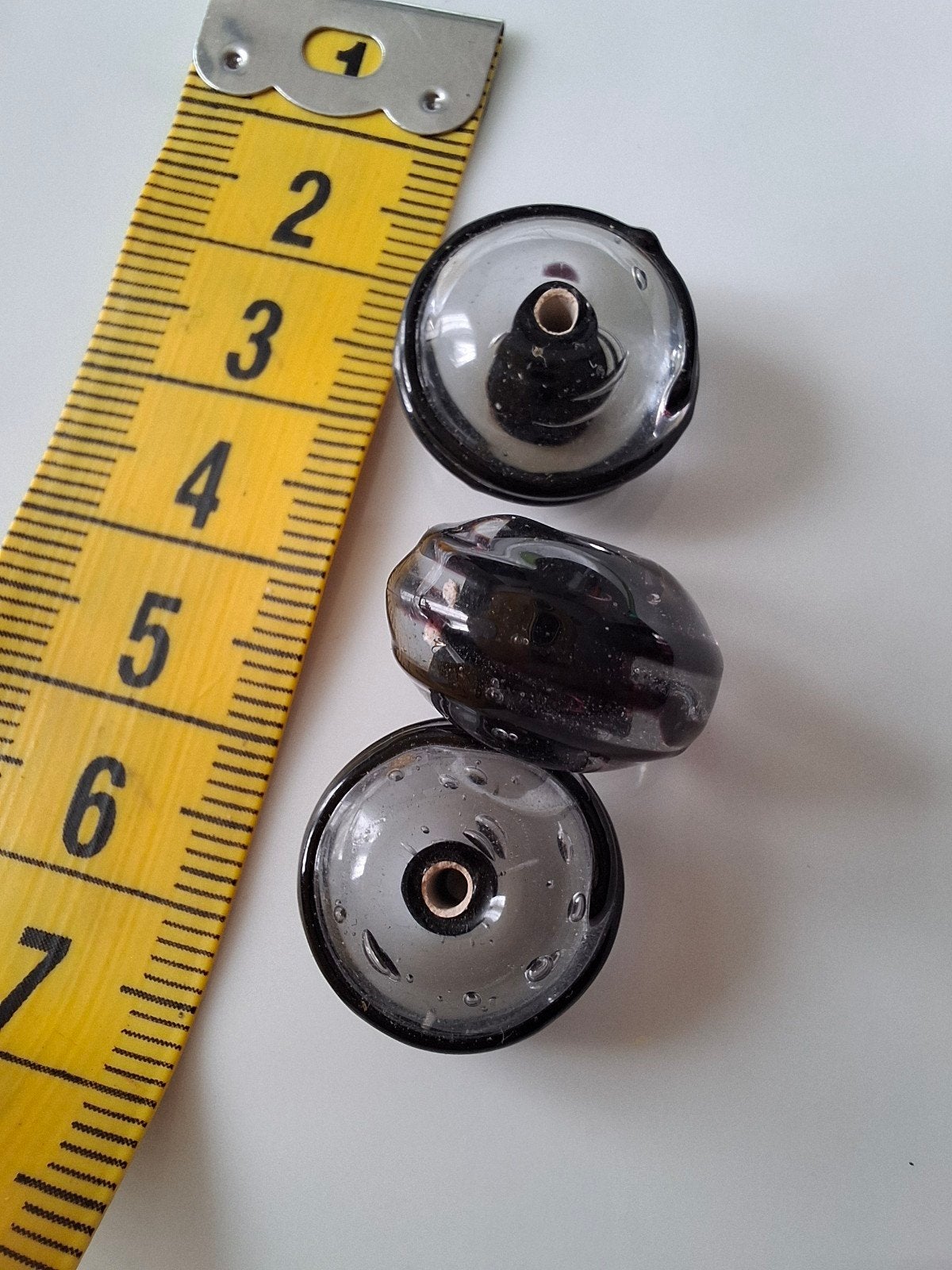 3 stuks lampwork glaskralen zwart transparant kralen, Kraal, -, -, Nieuw
