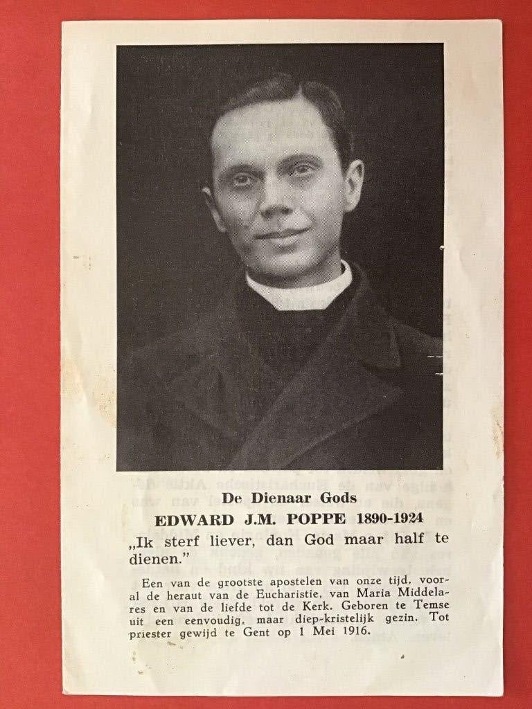 Relikwie Relique Priester Poppe stukje kleding, Ophalen of Verzenden, Gebruikt, Kaart of Prent, Christendom | Katholiek