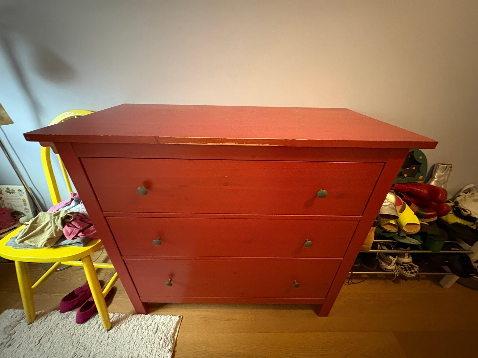 IKEA HEMNES Ladekast Rood Gebeist, Ophalen, Gebruikt, 100 tot 150 cm, 3 of 4 laden