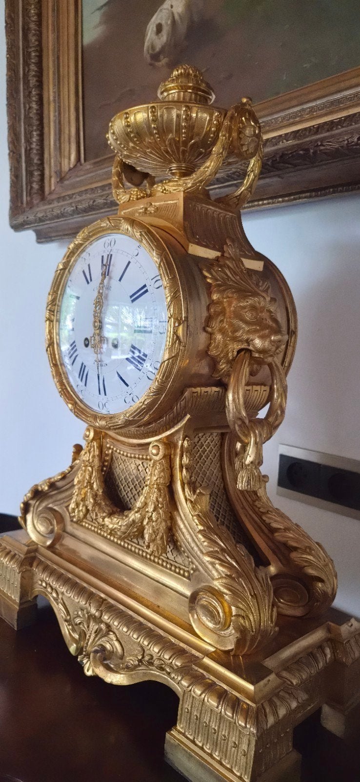 MEGA GROTE Antiek Bronzen pendule klok - Napoleon III, Antiek en Kunst, Antiek | Klokken, Ophalen of Verzenden