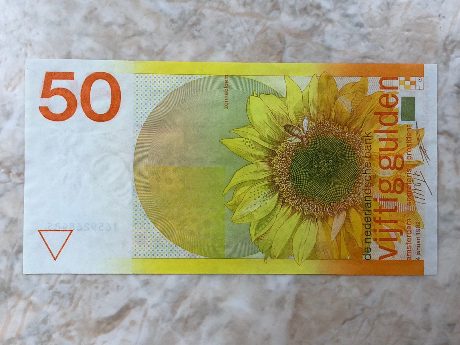 50 gulden 1982, Zonnebloem., Postzegels en Munten, Bankbiljetten | Nederland, Verzenden, 50 gulden, Los biljet
