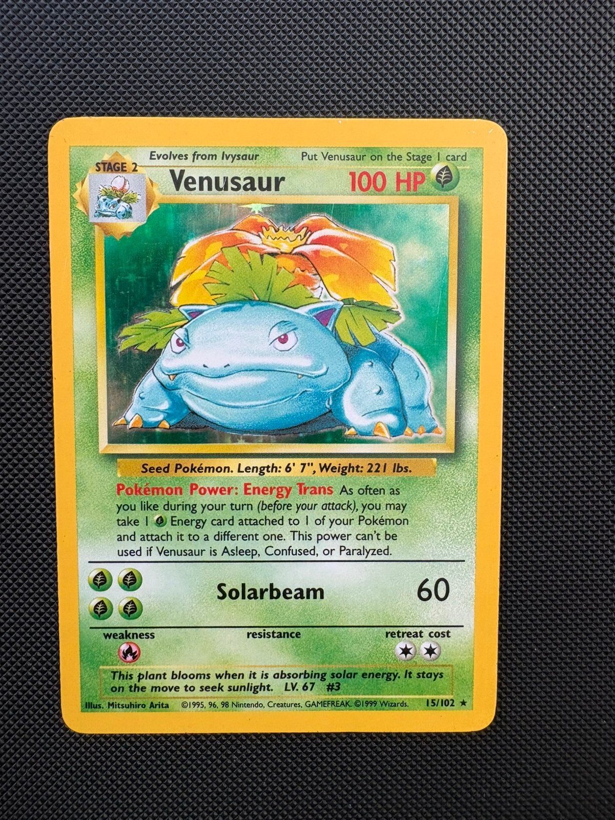 Venusaur holo 15/102 pokemon base set, Hobby en Vrije tijd, Verzamelkaartspellen | Pokémon, Ophalen of Verzenden, Zo goed als nieuw