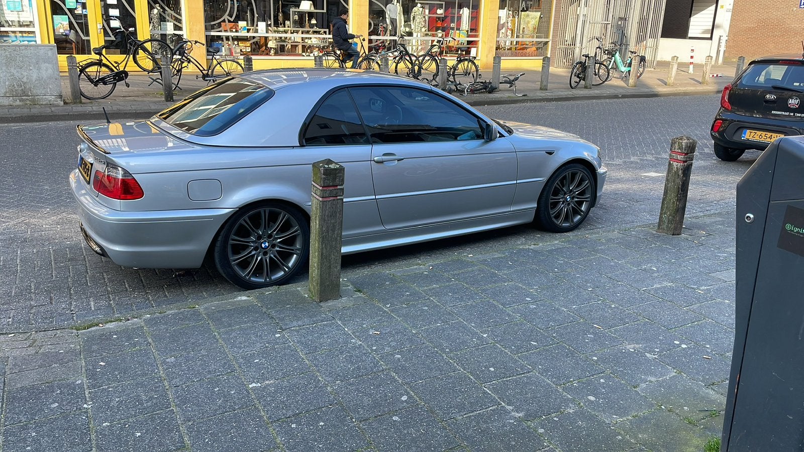 Originele BMW E46 Cabrio Hardtop – Grijs met Zwarte Lijsten, Ophalen, Gebruikt, Voor, Bumper