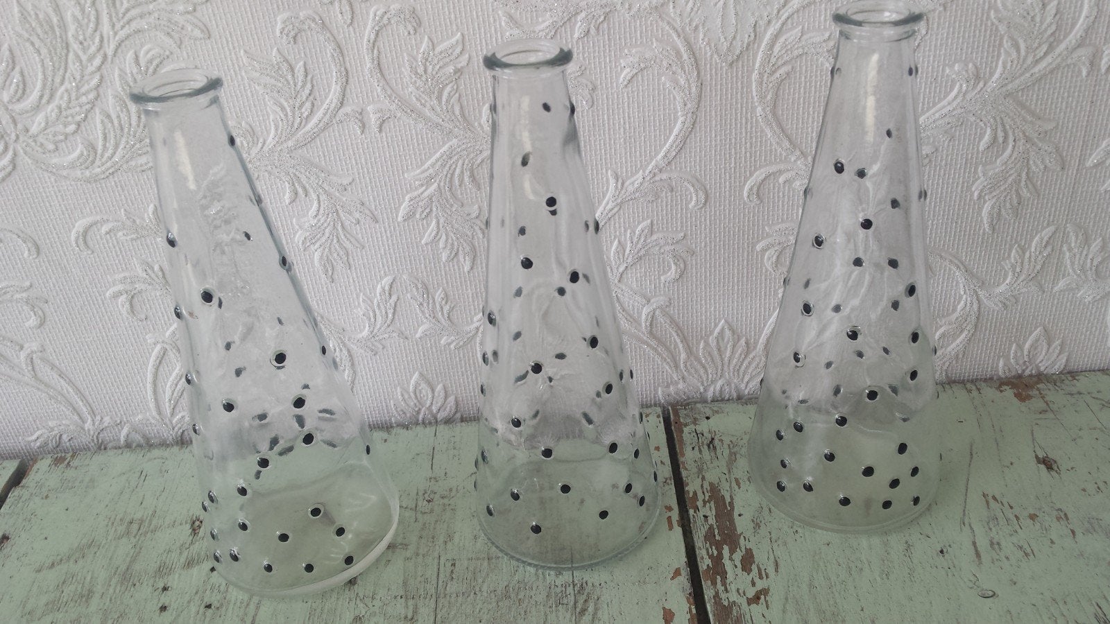 3 vazen glas, Ophalen of Verzenden, Zo goed als nieuw, Glas, 18 cm