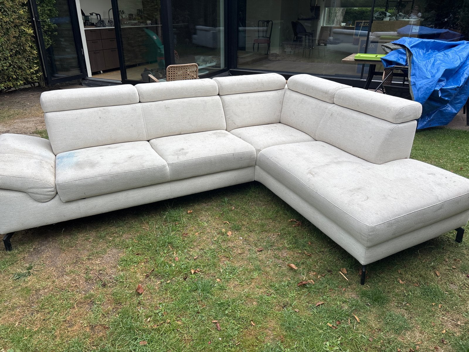 Grote hoekbank met chaise longue - Gebruikt, Ophalen, Gebruikt, Hoekbank, 300 cm of meer
