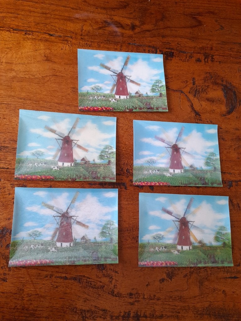 vintage 3D windmolen dieptekaart 5 stuks, Verzamelen, Ansichtkaarten | Themakaarten, Ophalen of Verzenden, 1980 tot heden, Ongelopen