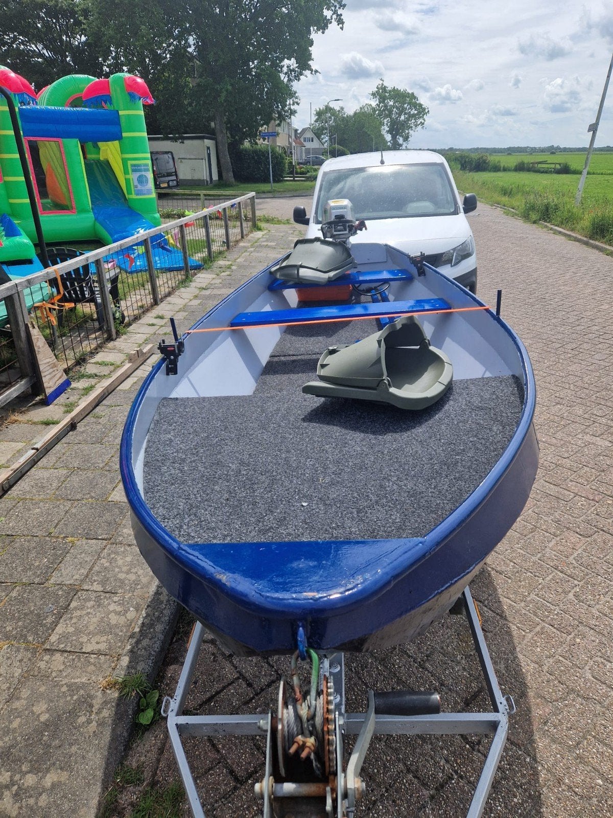 Visboot 4m met Honda 4pk 4-takt BB-motor en trailer, Watersport en Boten, Ophalen, Gebruikt, Tot 10 pk, Viertaktmotor