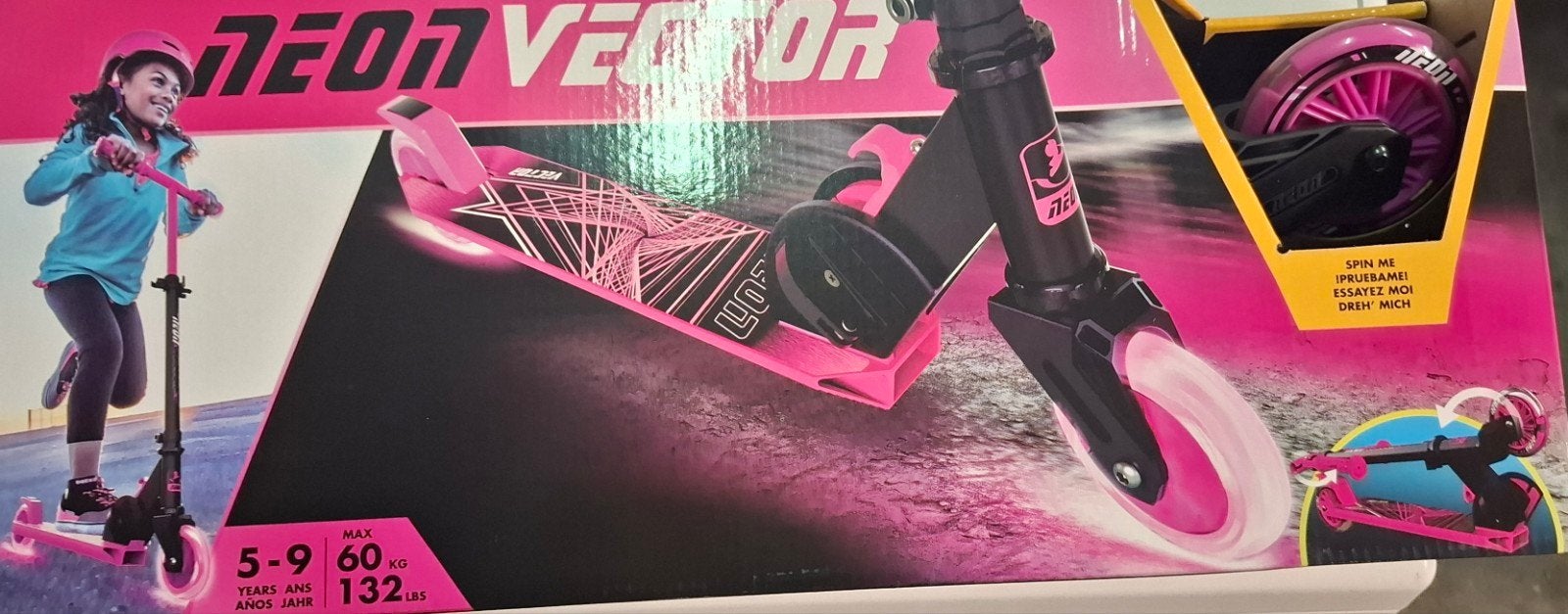 Neon Vector Step - Roze met LED wielen (5-9 jaar), Fietsen en Brommers, Steps, Neon Vector, Onbekend, Nieuw, Ophalen of Verzenden
