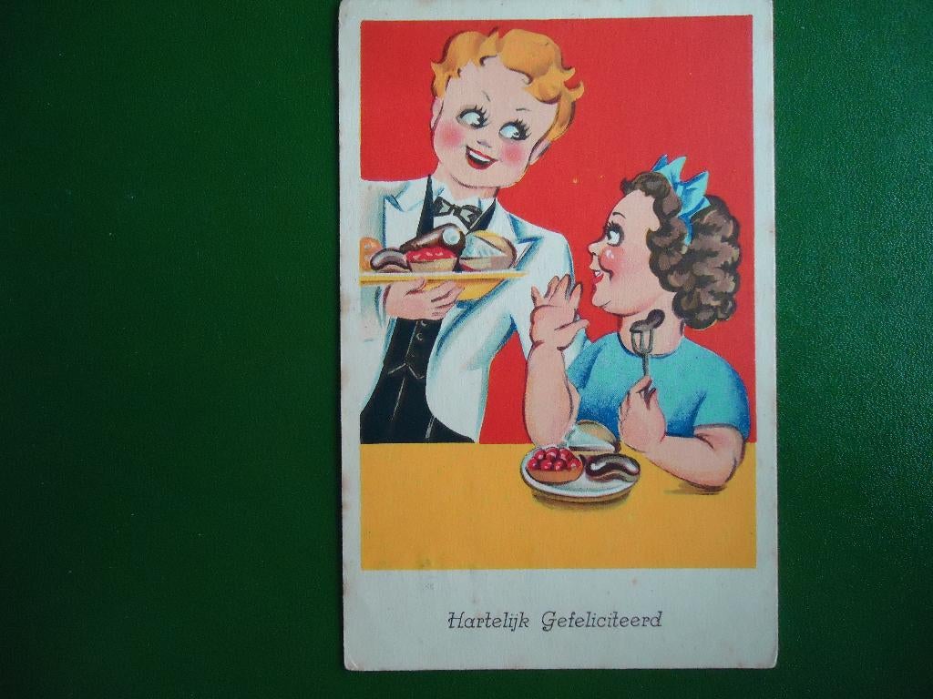 (1293) Kinderkaart: Jongen en meisje / Klein formaat, Verzamelen, Ansichtkaarten | Themakaarten, Verzenden, 1960 tot 1980, Gelopen