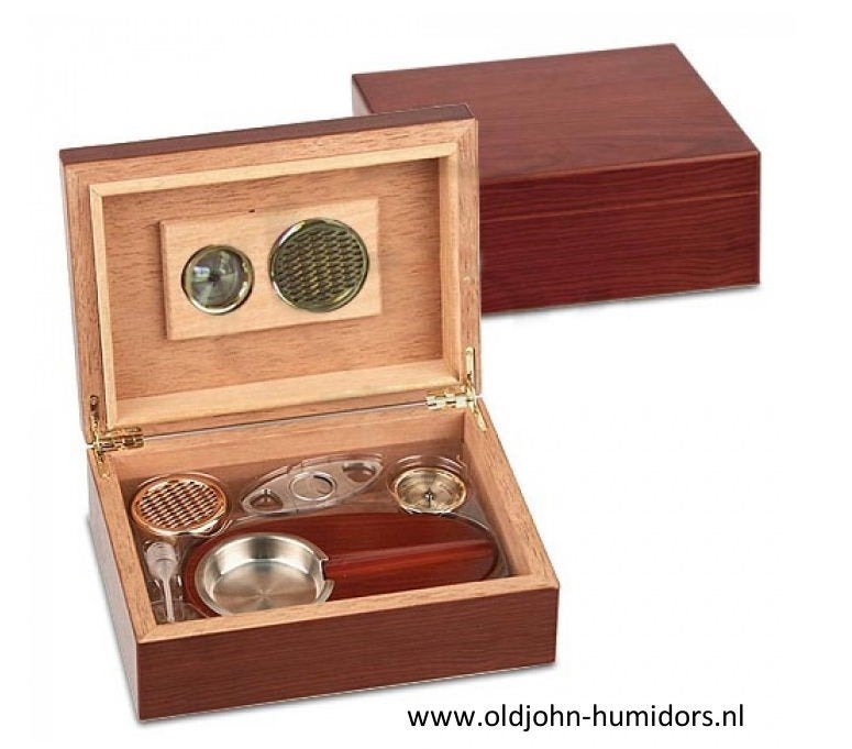 HUMIDOR GIFTSET - MAHONIE -ASBAK KNIPPER MERK  BOOKWILL h74, Verzamelen, Rookartikelen, Aanstekers en Luciferdoosjes, Verzenden
