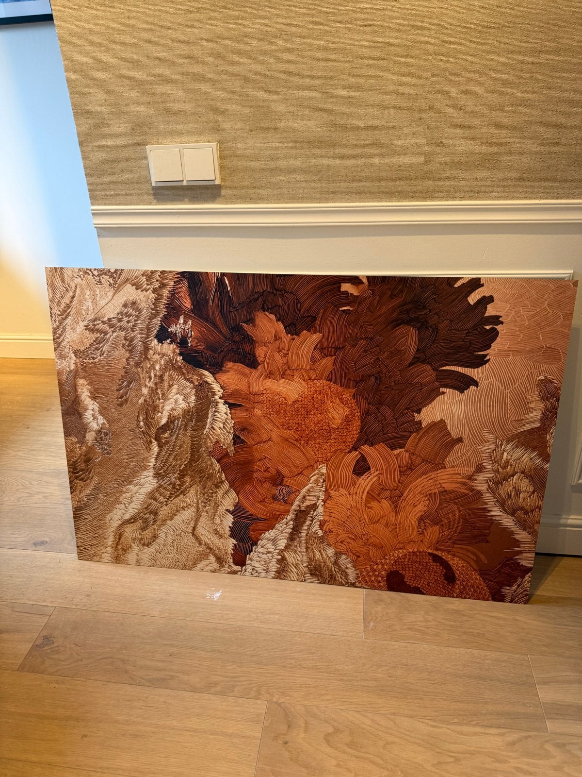 Dibond kunstwerk 80x120cm - Abstracte bloemen, Ophalen, 100 tot 125 cm, 75 – 100, Print