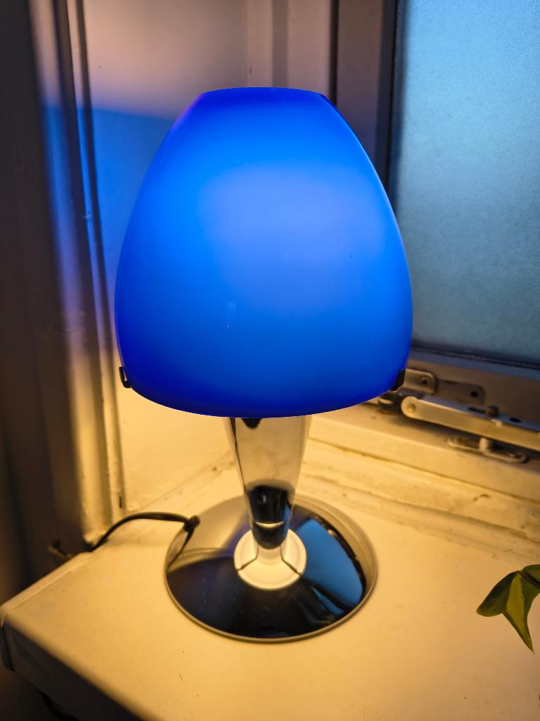 Blauwe mushroom lamp, Onbekend, Ophalen of Verzenden, Zo goed als nieuw, Glas