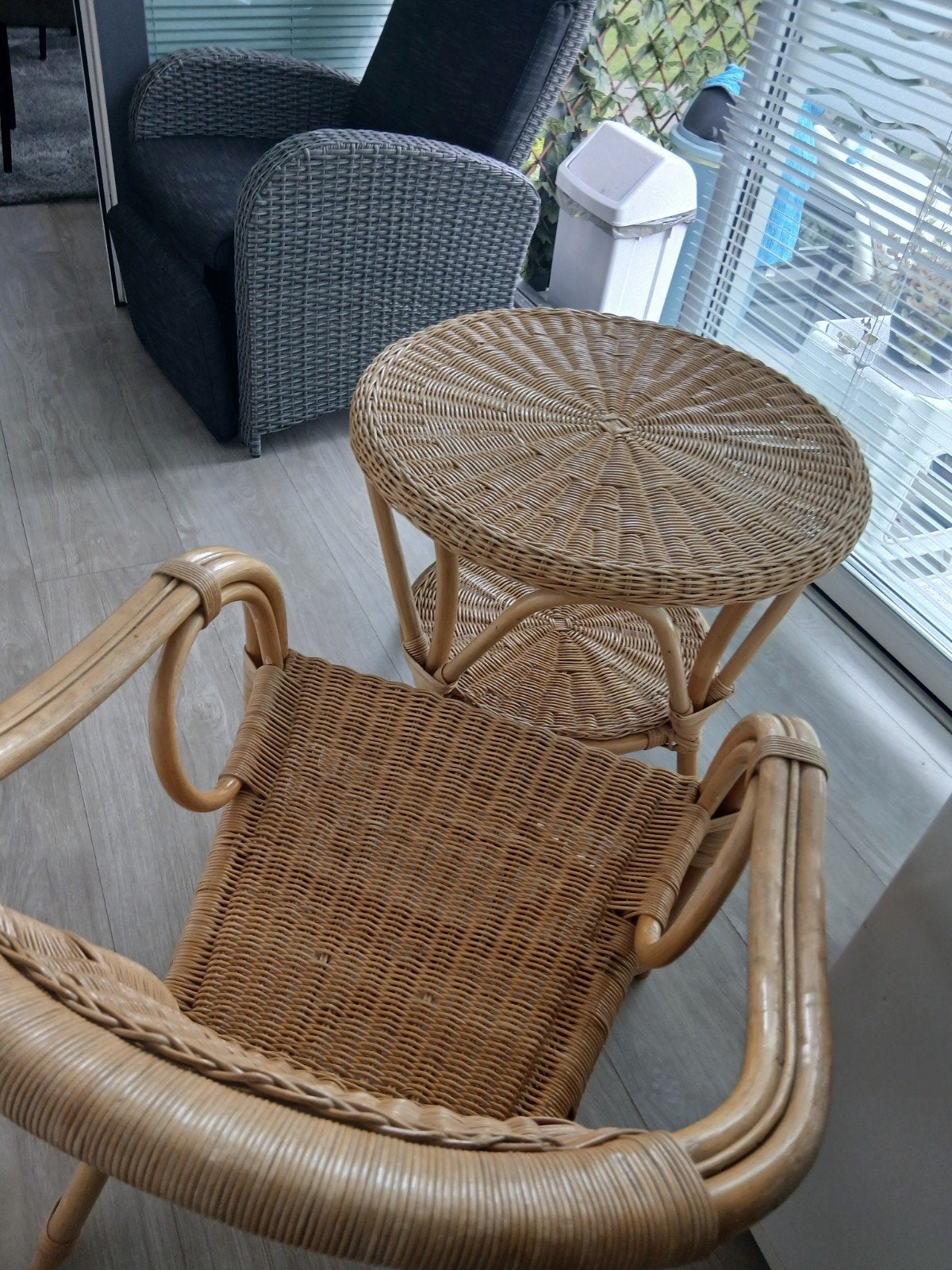 Rieten tafel + stoel set, Tuin en Terras, Ophalen, Zo goed als nieuw, Rotan